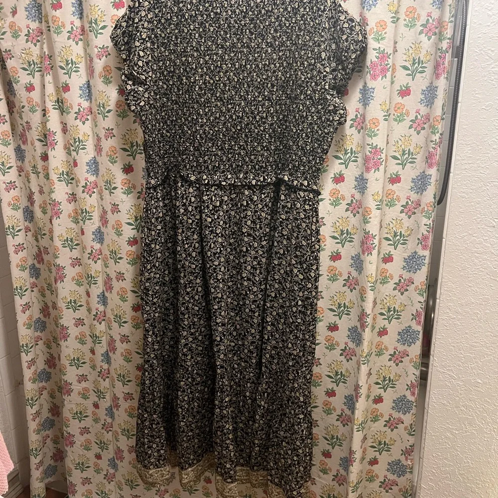 American Eagle Outfitters Black and Cream Floral Dress - Picture 4 of 4